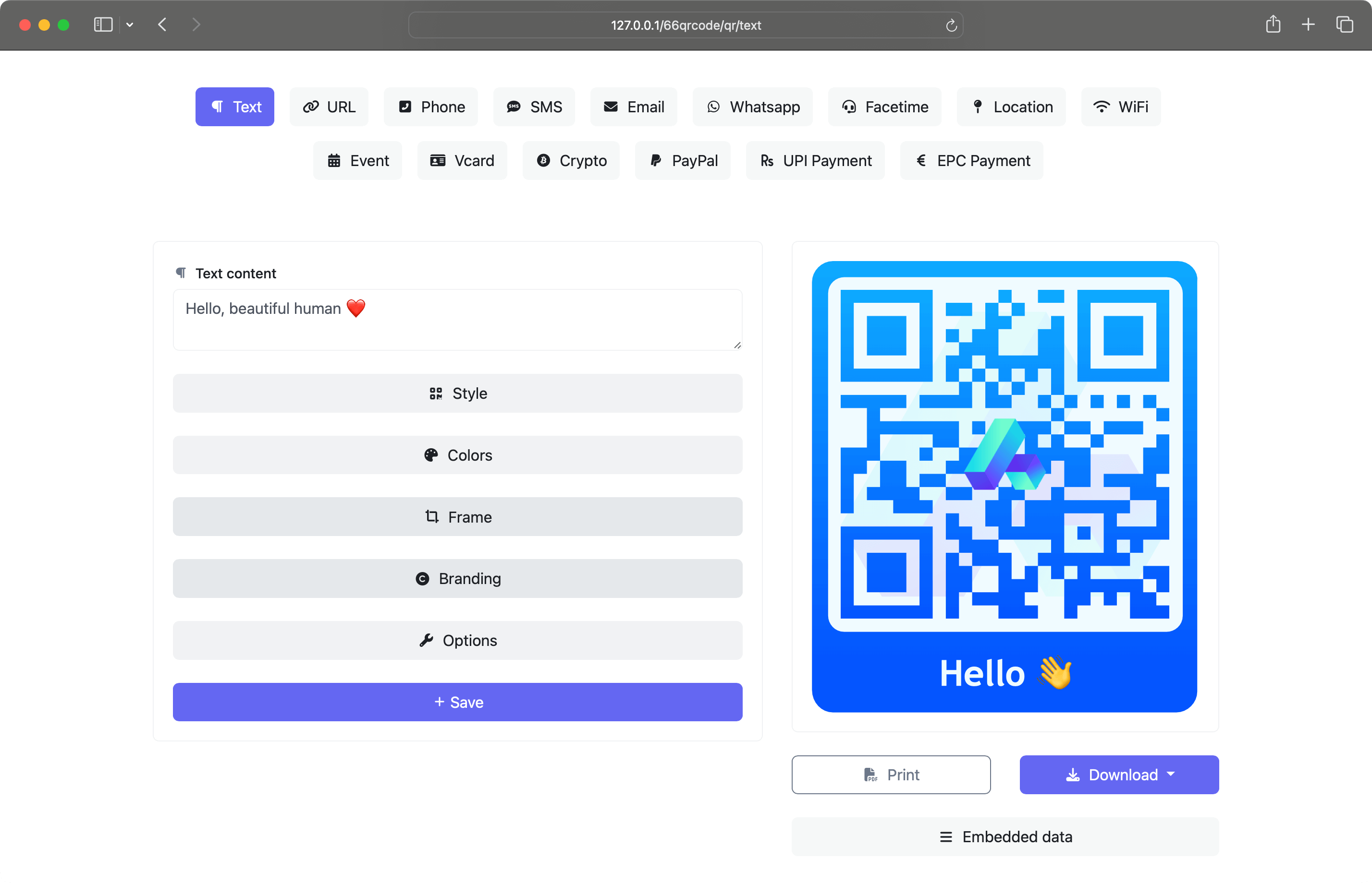 Crypto QR code generator - 77QR